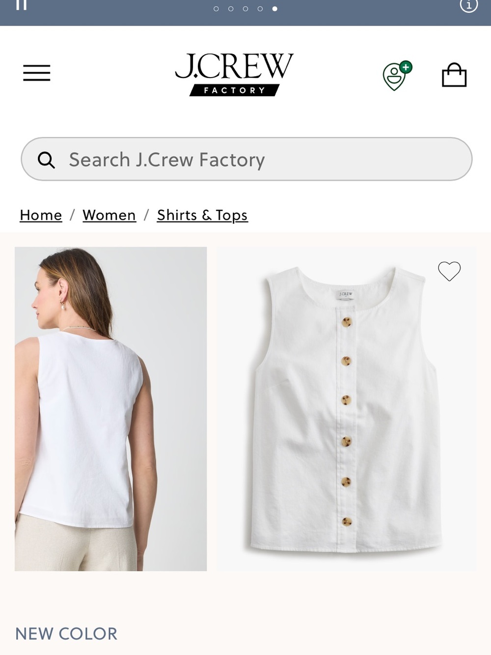 J.crew linen blend button front shell NWT size XS - Picture 2 of 7